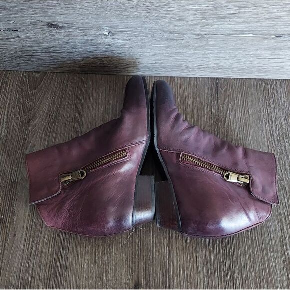 Anthropologie Naya Fillie Boot Plum Purple Ankle Bootie Zipper Boho Wedge Sz 6.5 - Picture 6 of 9